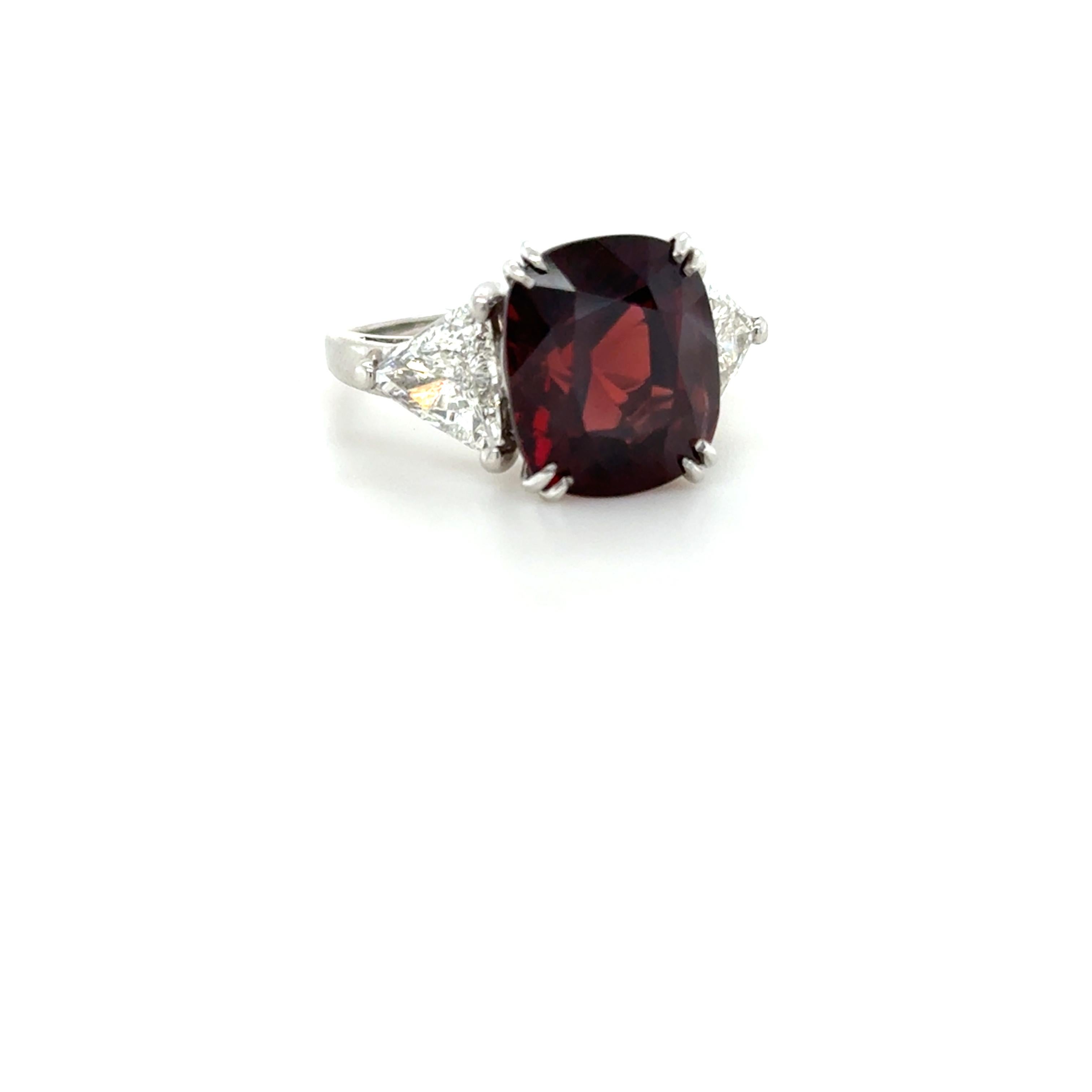 Antique Cushion Cut Unheated 6.93 Carat Spinel and Diamond Ring For Sale