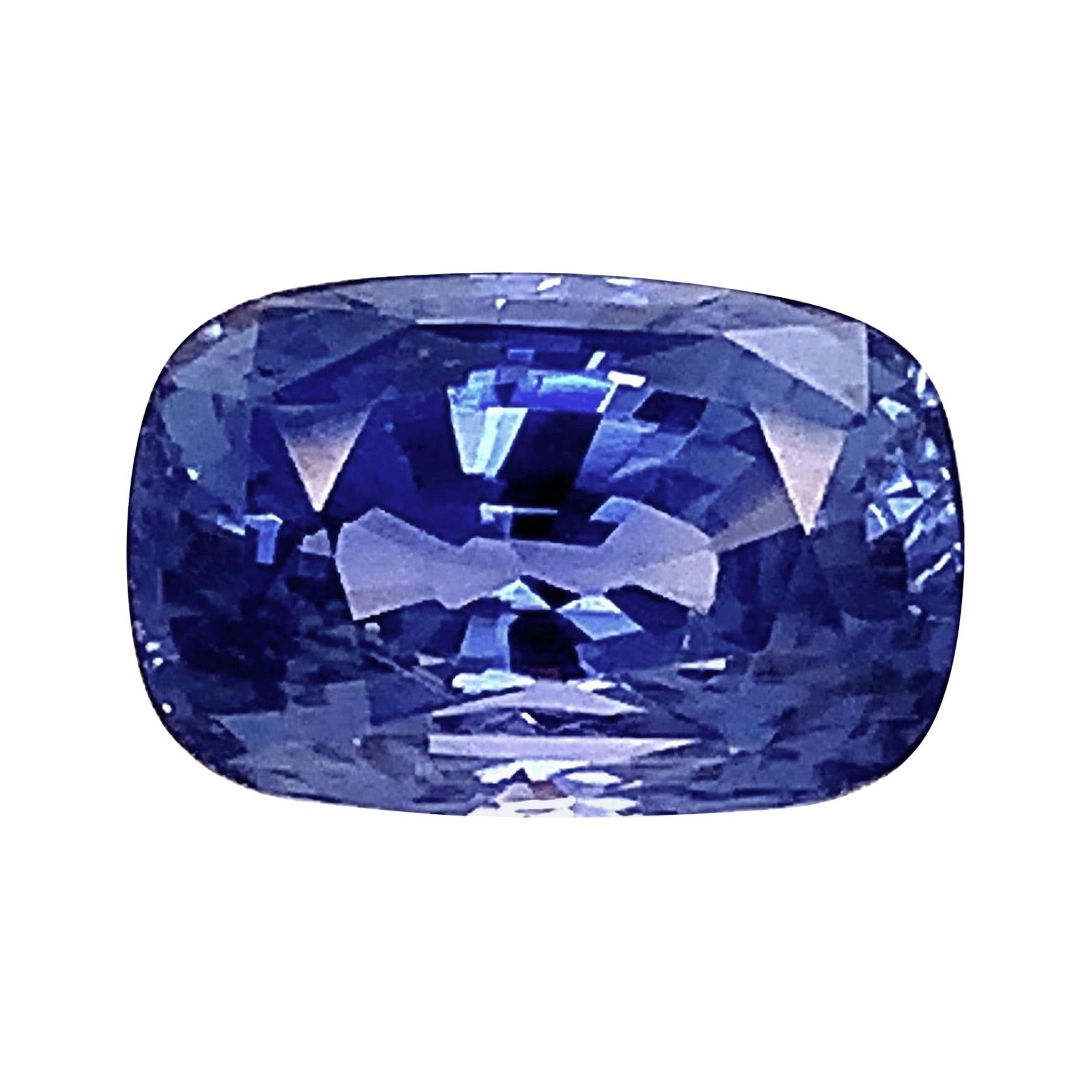 Unheated 7.12 Carat Burmese Blue Sapphire Cushion, Loose Gemstone, GIA Certified