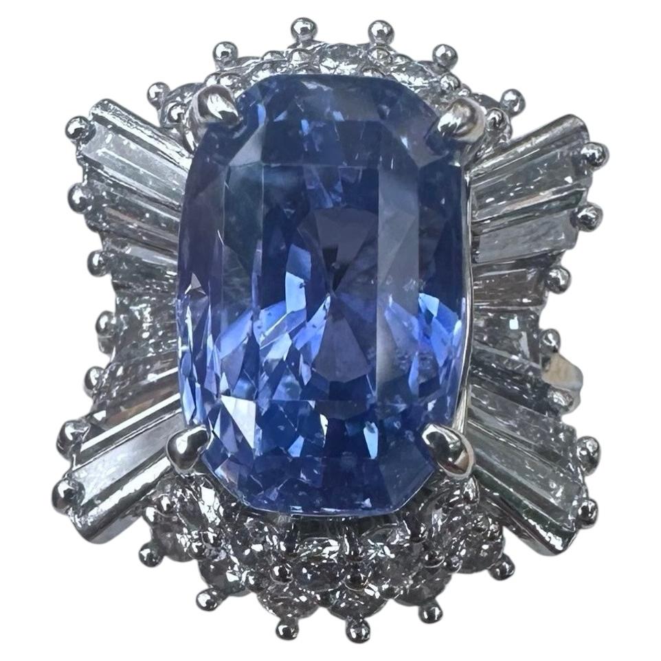 Unheated 7.38ct Blue Sapphire No Heat 18k & Diamond Ring & Cert - Stunning!