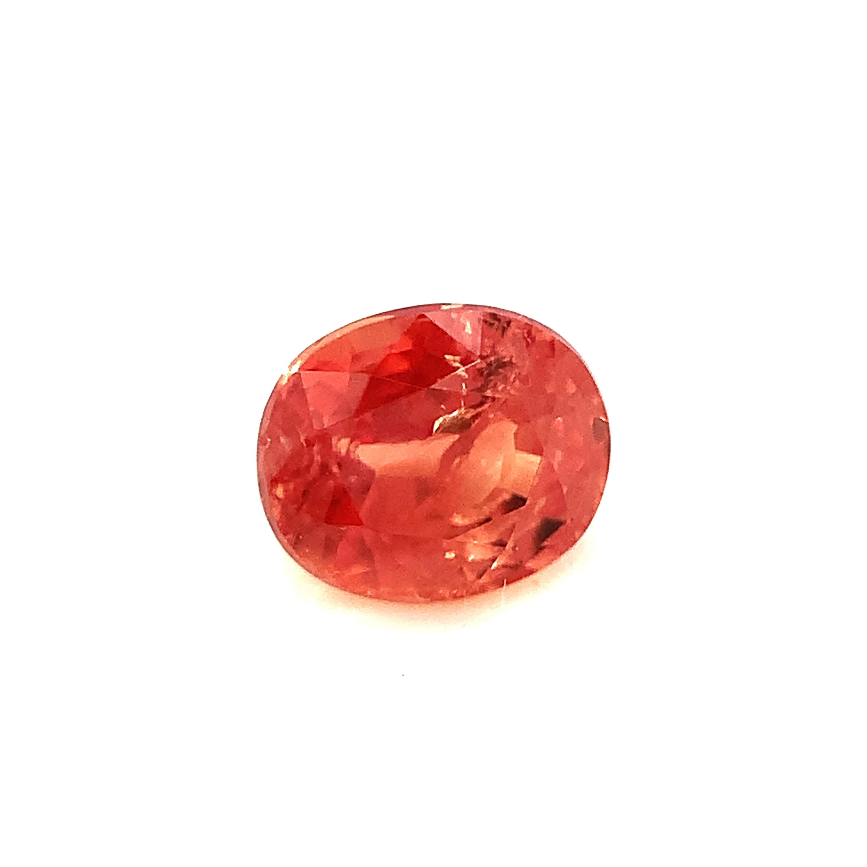 Unheated .75 Carat Padparadscha Sapphire, Unset Loose Gemstone, GIA Certified For Sale 1
