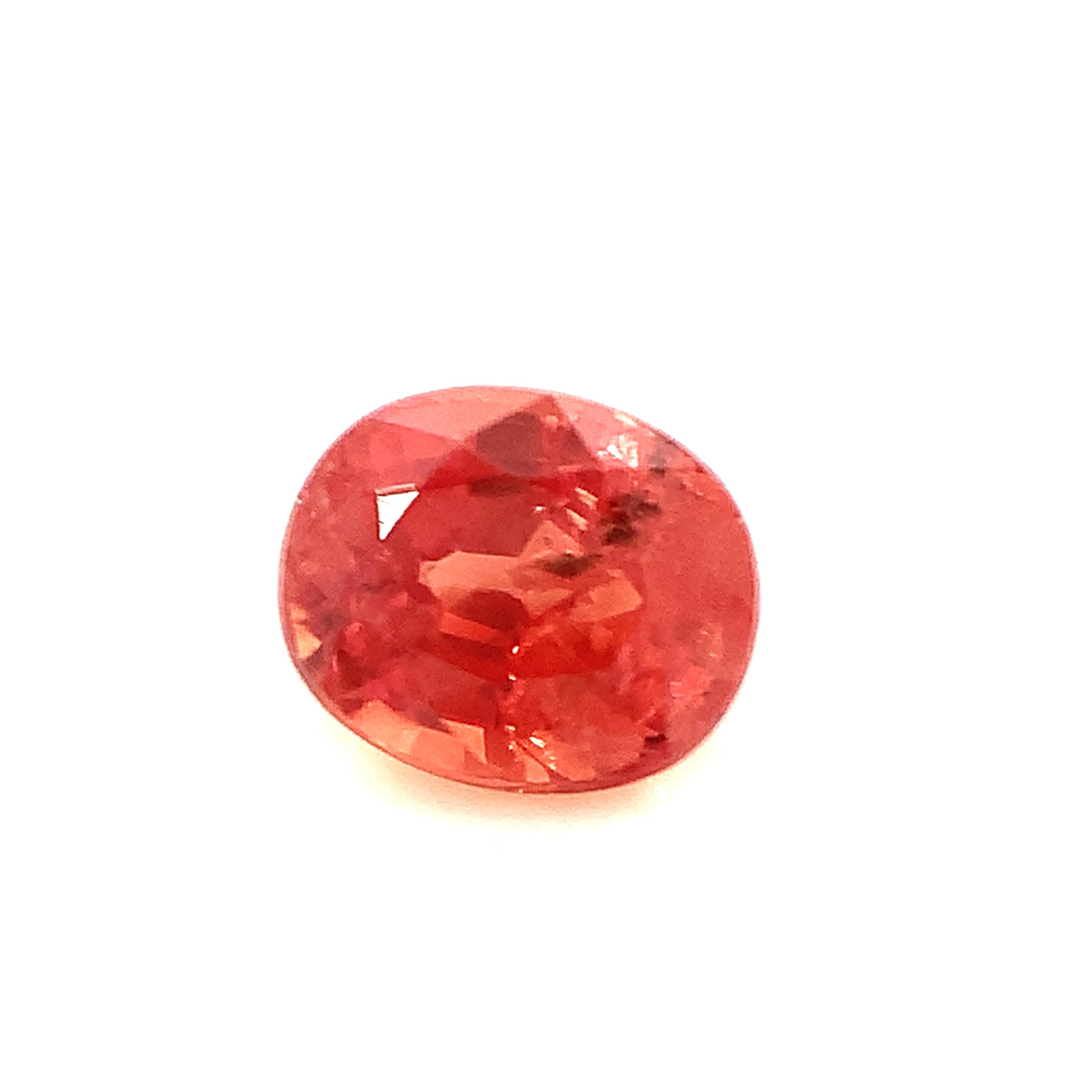 Ungeheizt .75 Karat Padparadscha Saphir, ungefasst lose Edelstein, GIA zertifiziert (Ovalschliff) im Angebot