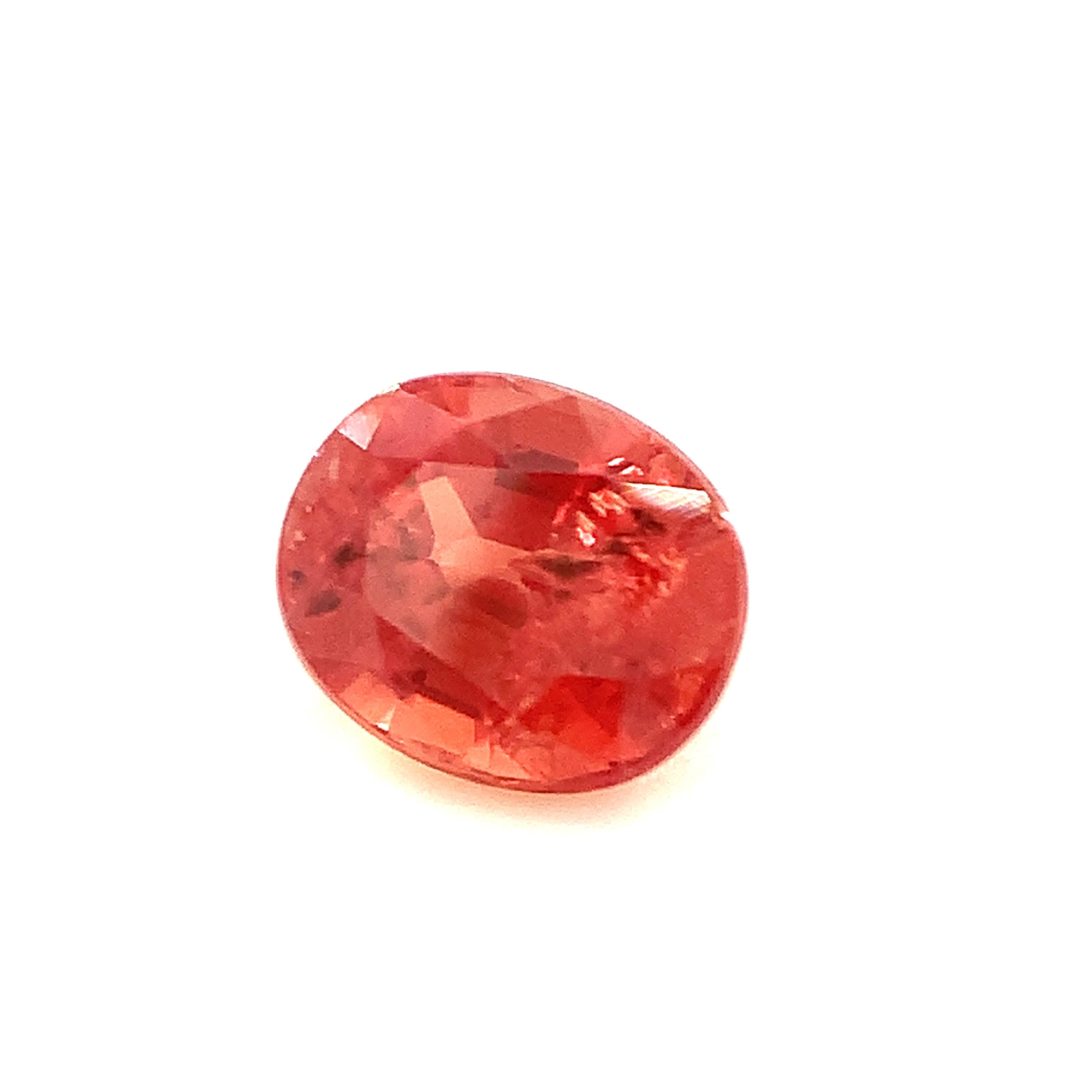 Ungeheizt .75 Karat Padparadscha Saphir, ungefasst lose Edelstein, GIA zertifiziert im Zustand „Neu“ im Angebot in Los Angeles, CA