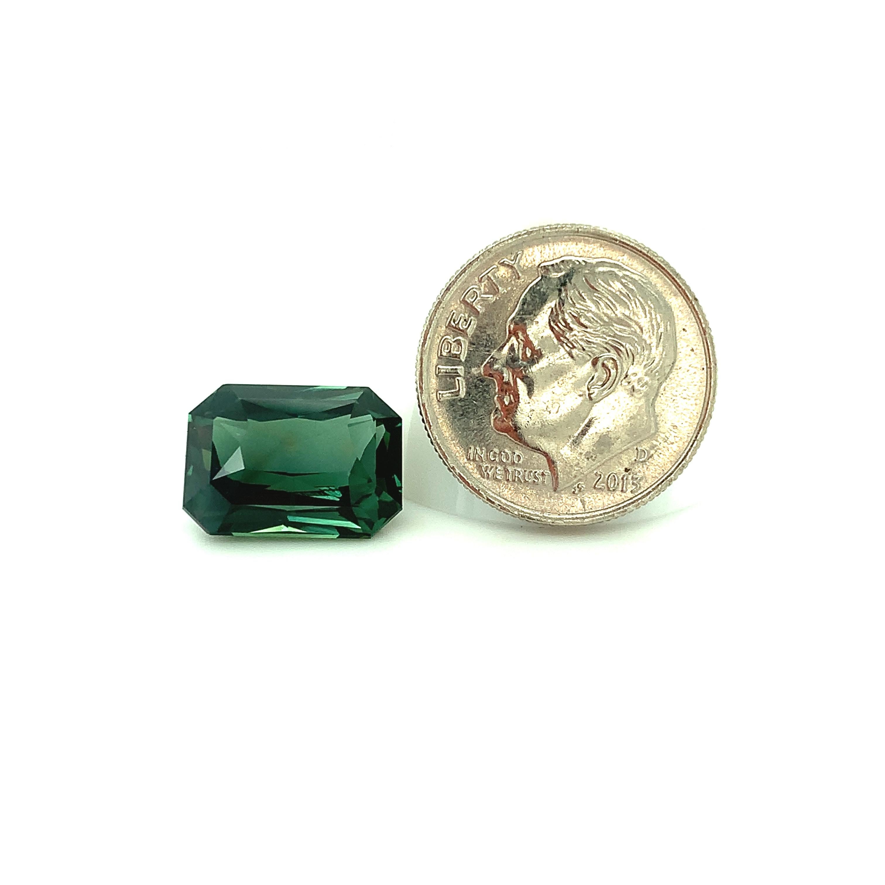 Unheated 8.63 Carat Blue Green Sapphire, Loose Gemstone, GIA Certified  For Sale 2