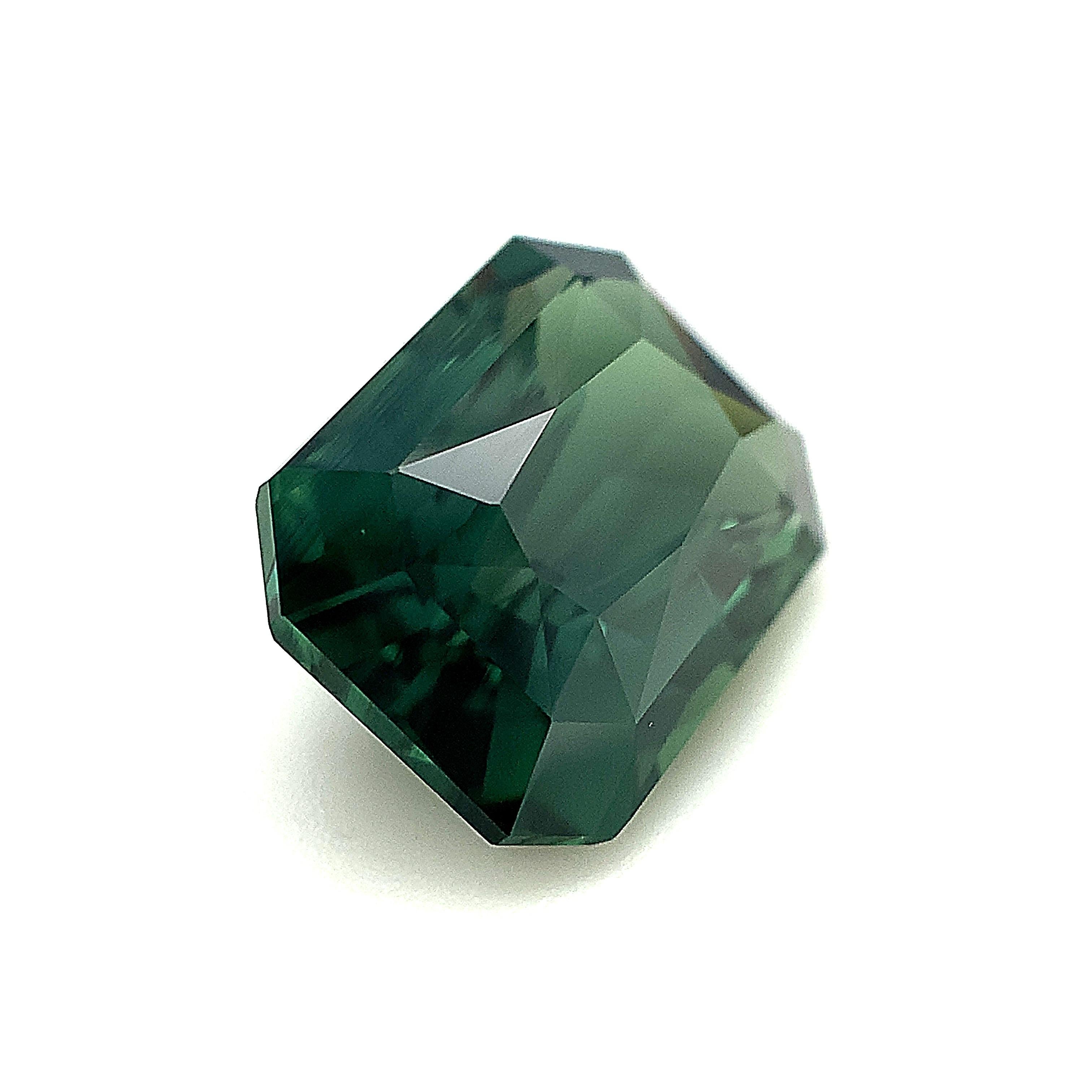 Octagon Cut Unheated 8.63 Carat Blue Green Sapphire, Loose Gemstone, GIA Certified  For Sale