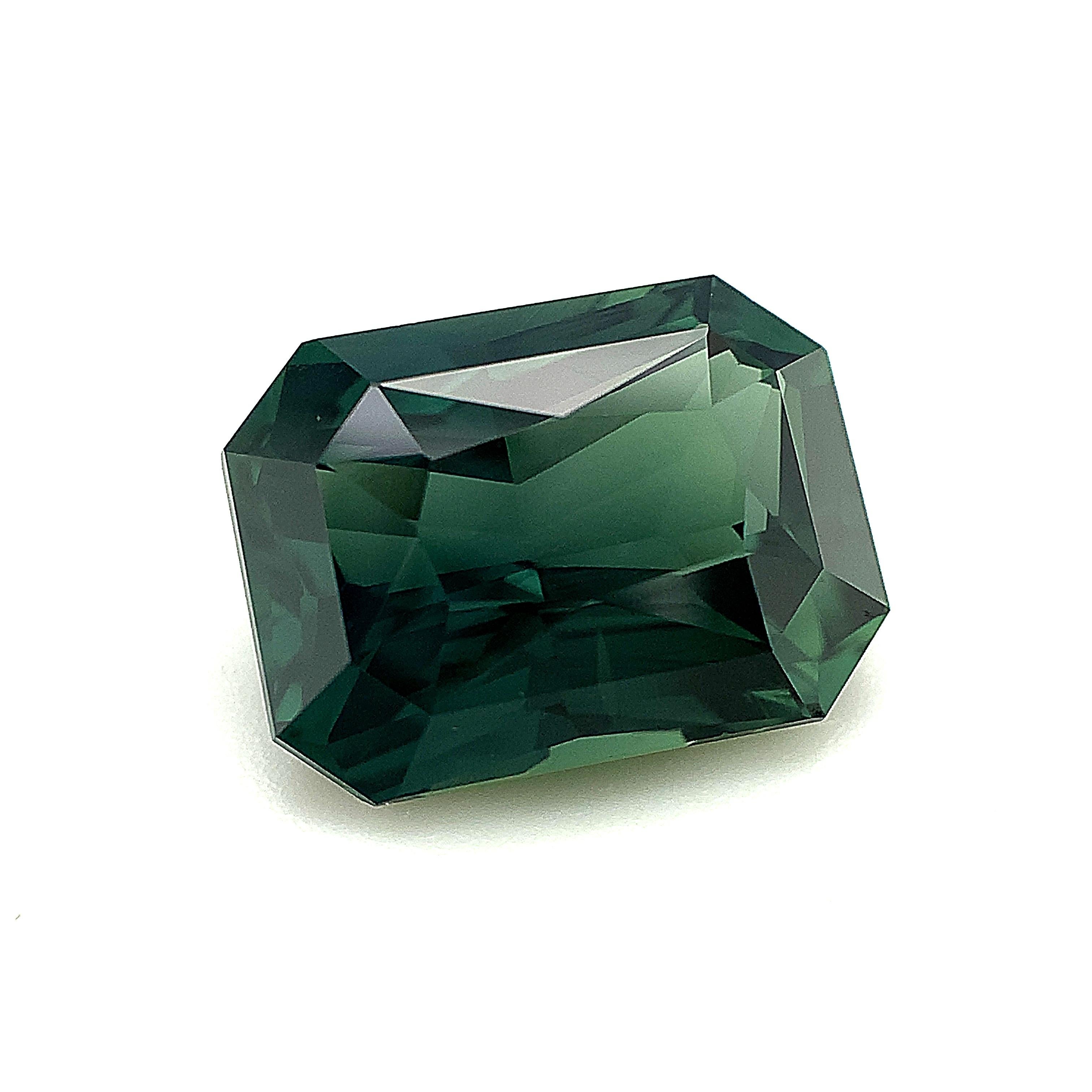 Women's or Men's Unheated 8.63 Carat Blue Green Sapphire, Loose Gemstone, GIA Certified  For Sale
