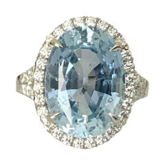 Unheated 9.29 Carat Sri Lankan Blue Sapphire and Diamond Ring GIA Certified