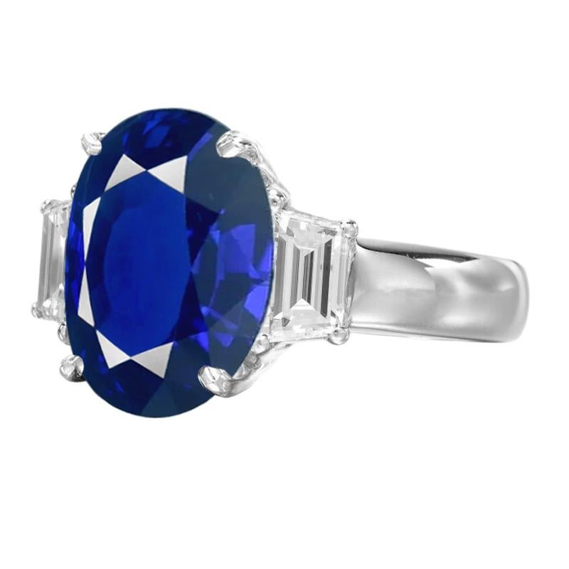 Ungeheizter 9,78 Karat Ceylon Blauer Saphir und Diamant Platinring (Moderne) im Angebot