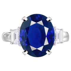 Ungeheizter 9,78 Karat Ceylon Blauer Saphir und Diamant Platinring