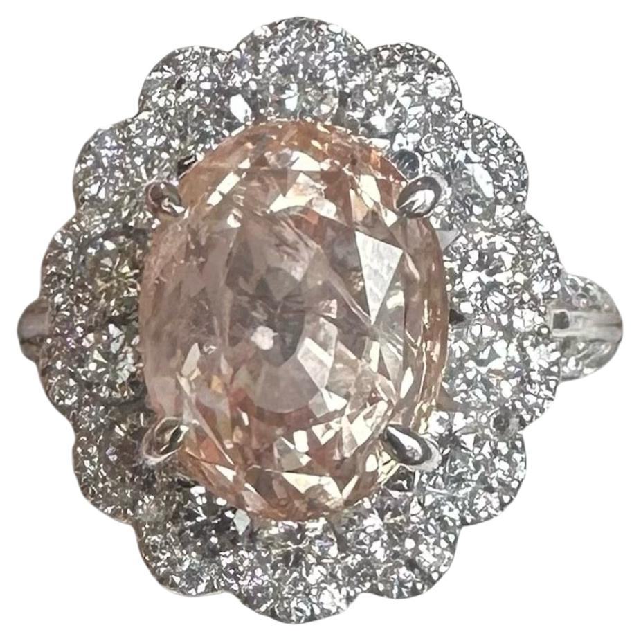 Unheated 9.78ct Padparadscha Sapphire No Heat Ring AIGS Cert- Impressive! For Sale