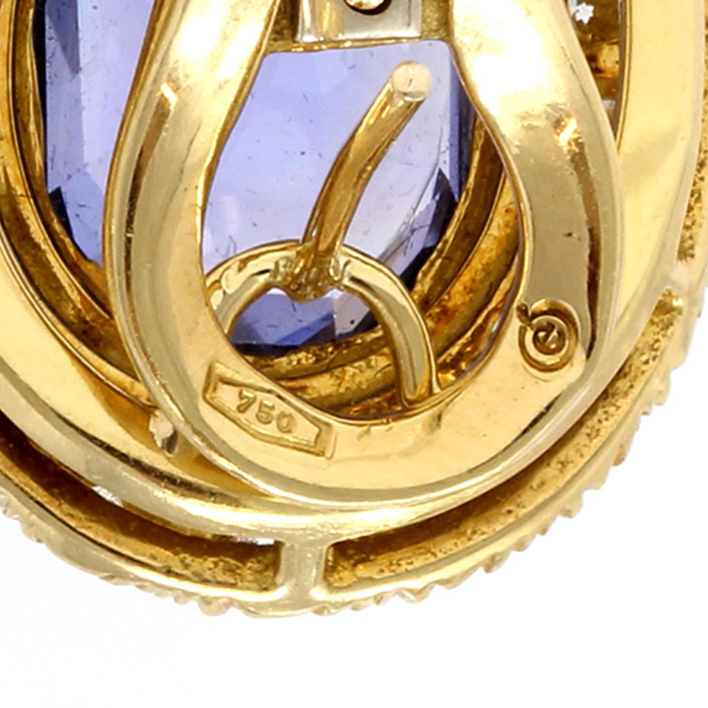 Clips d'oreilles en saphirs bleus et roses non chauffés et diamants Pour femmes en vente