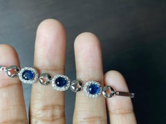 Unheated Blue Sapphire and Diamond Bracelet in 18k solid gold