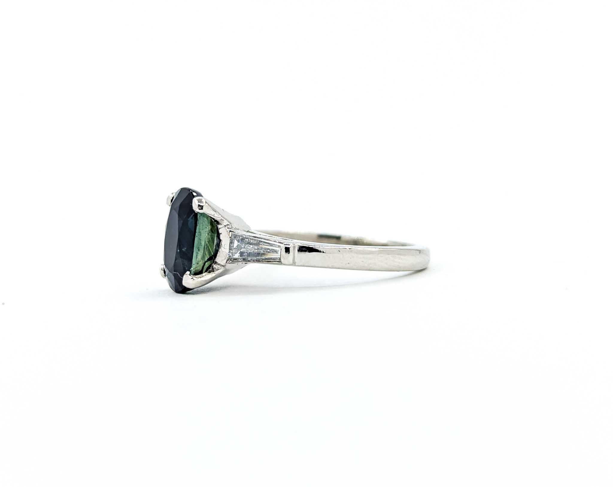 Unheated Blue Sapphire & Diamond Engagement Ring in Platinum 5