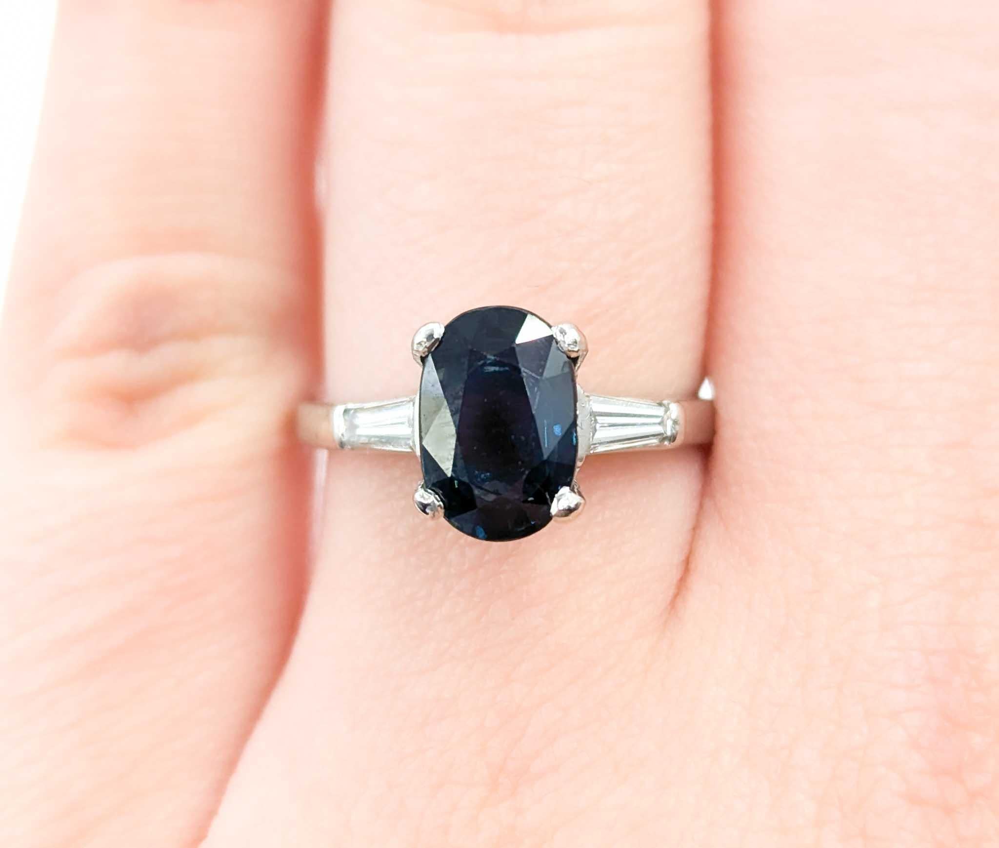 Women's Unheated Blue Sapphire & Diamond Engagement Ring in Platinum