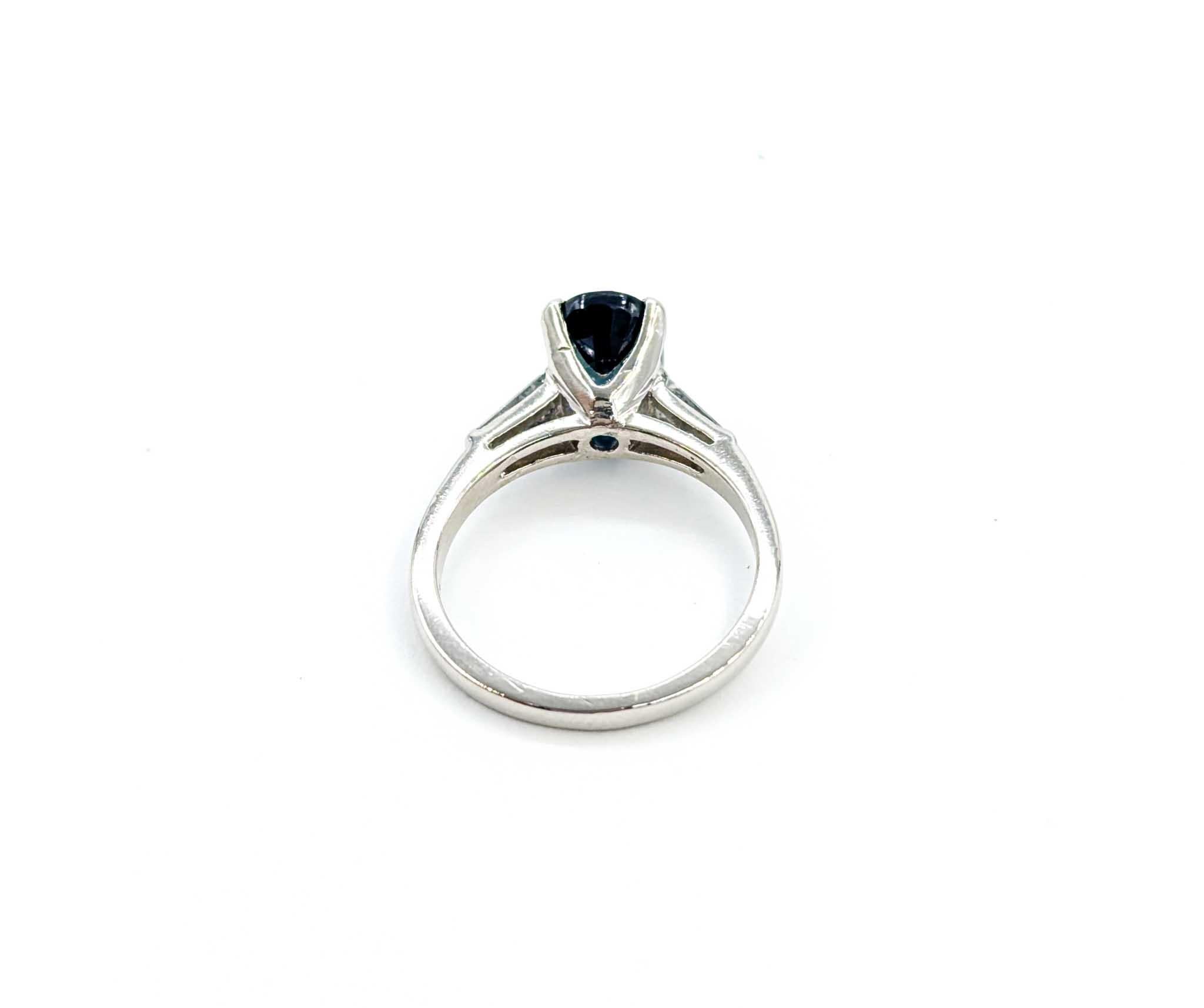 Unheated Blue Sapphire & Diamond Engagement Ring in Platinum 2