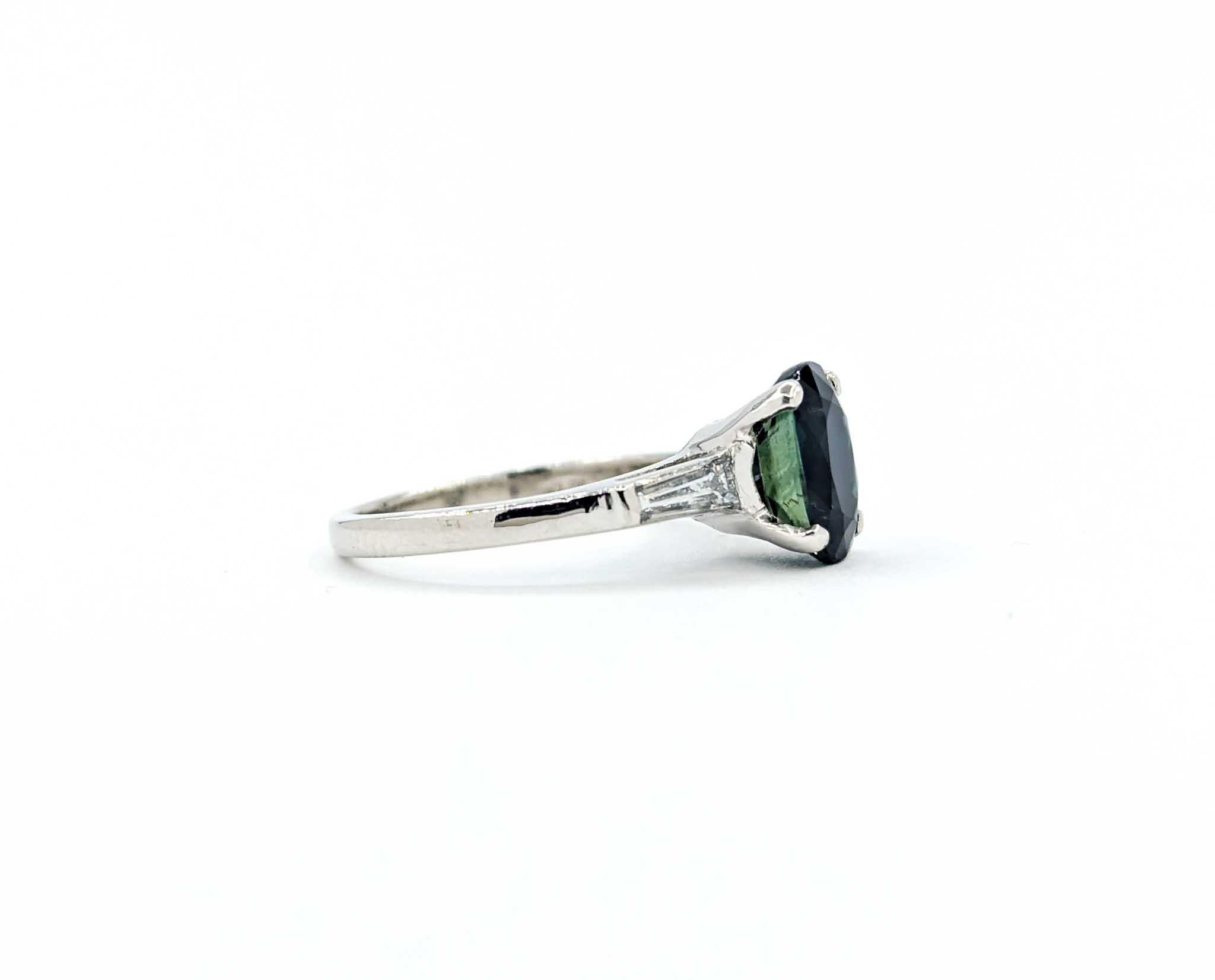 Unheated Blue Sapphire & Diamond Engagement Ring in Platinum 4
