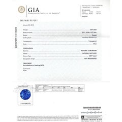 GIA Certified 5.04 ct Unheated Blue Sapphire Ring 8kt White Gold