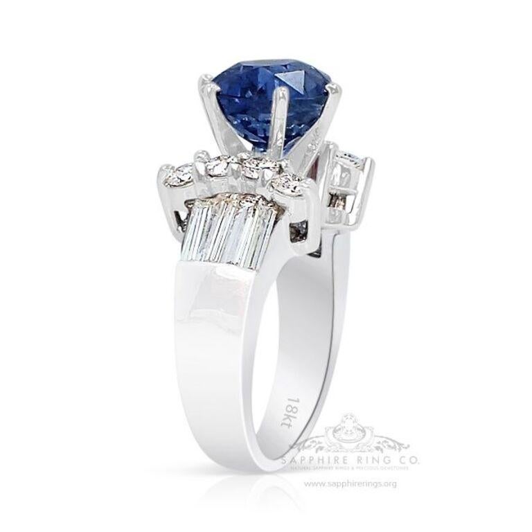 Unheated Blue Sapphire Ring GIA Certified, 5.04 ct 18kt White Gold  In New Condition For Sale In Tampa, FL