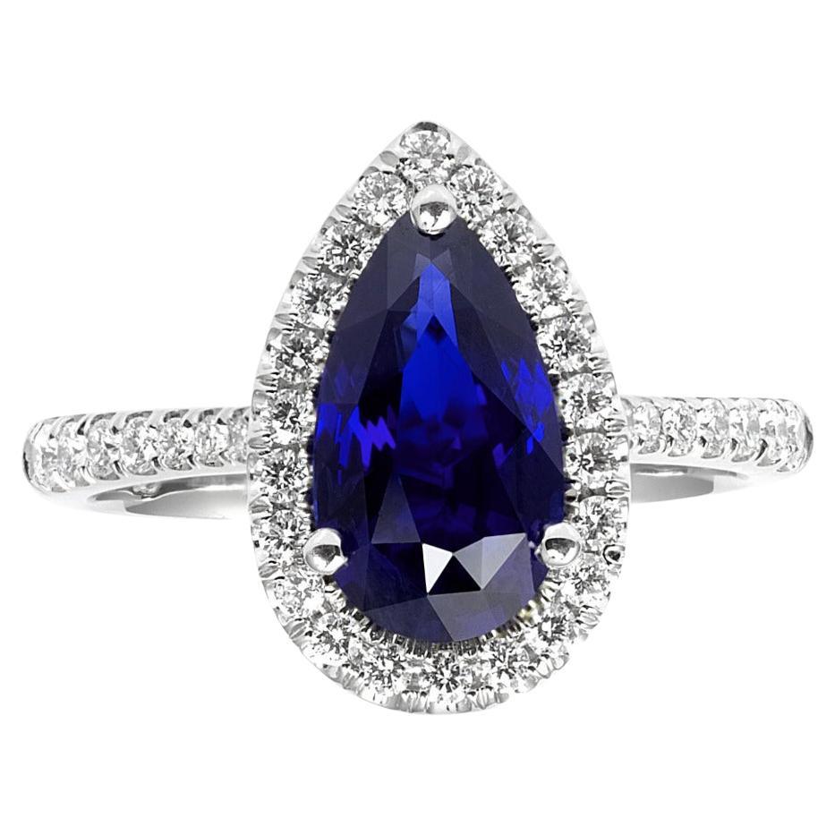 Unheated Blue Sapphire Stone 2.38 cts in Platinum Ring with Diamonds /GIA Report
