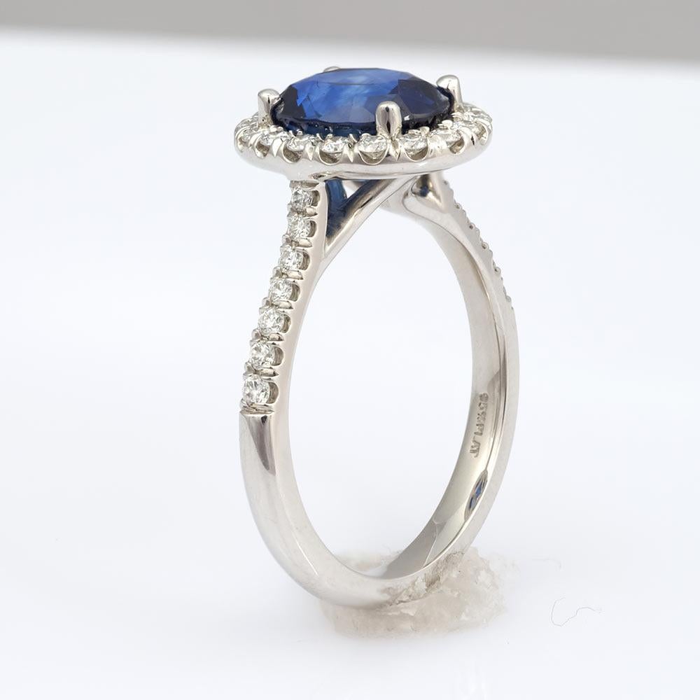 Women's Unheated Blue Sapphire Stone 2.71 cts in Platinum Ring with Diamonds /GIA Report