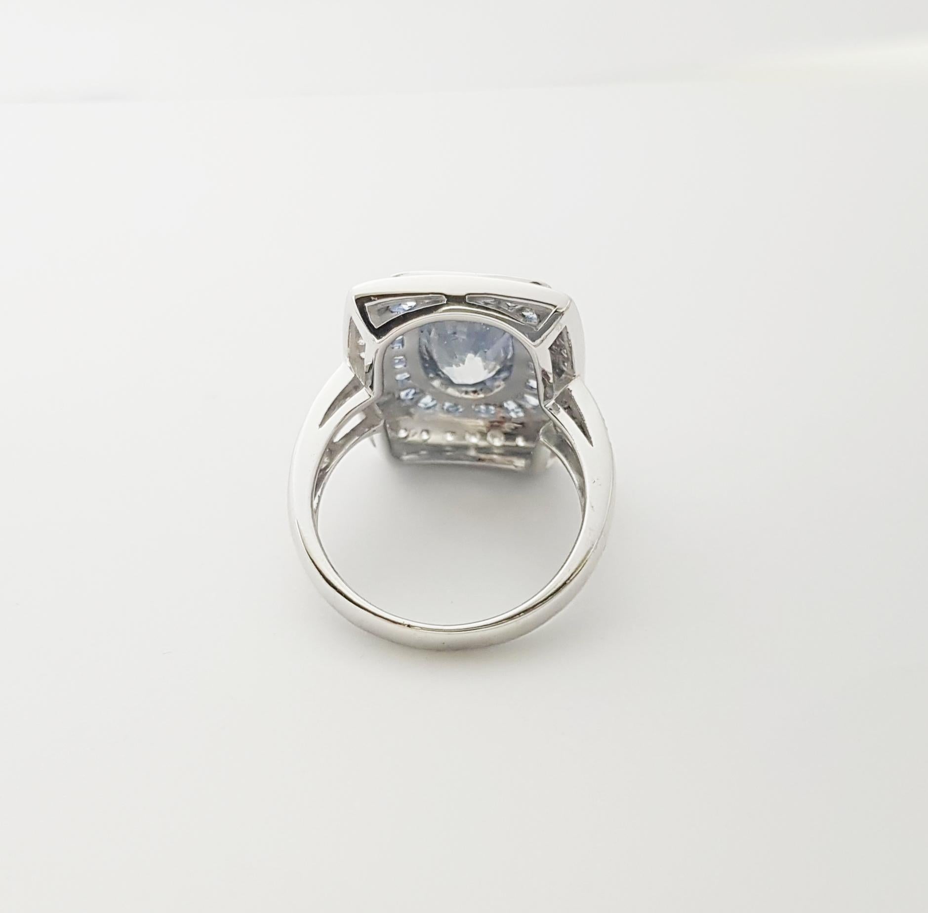 Anello con zaffiro blu non riscaldato, zaffiro blu e diamante in oro bianco 18 carati in vendita 6