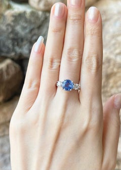 Unheated Blue Sapphire with Diamond Ring set in Platinum 950 Settings