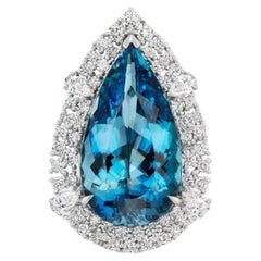 Unheated Brazilian Aquamarine and Diamond Ring