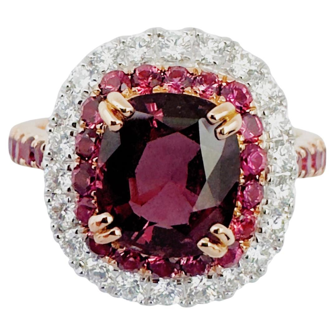 Unheated Brown Sapphire, Brown Sapphire and Diamond Ring set in 18K Rose Gold Se For Sale