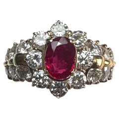 Unerhitzter Burma 1.09ct Taubenblut Rubin & Diamant Ring GRS