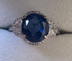 Unheated Burma 5.25ct Blue Sapphire 18k Ring GIA Cert = Sensational!
