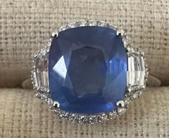 Unheated Burma 6.16ct Blue Sapphire & Diamond 18k Ring AIGS Certificate