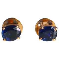 Ohrringe mit unerhitztem burmesischem blauem Saphir (Sapphire Solitär-Ohrringe)