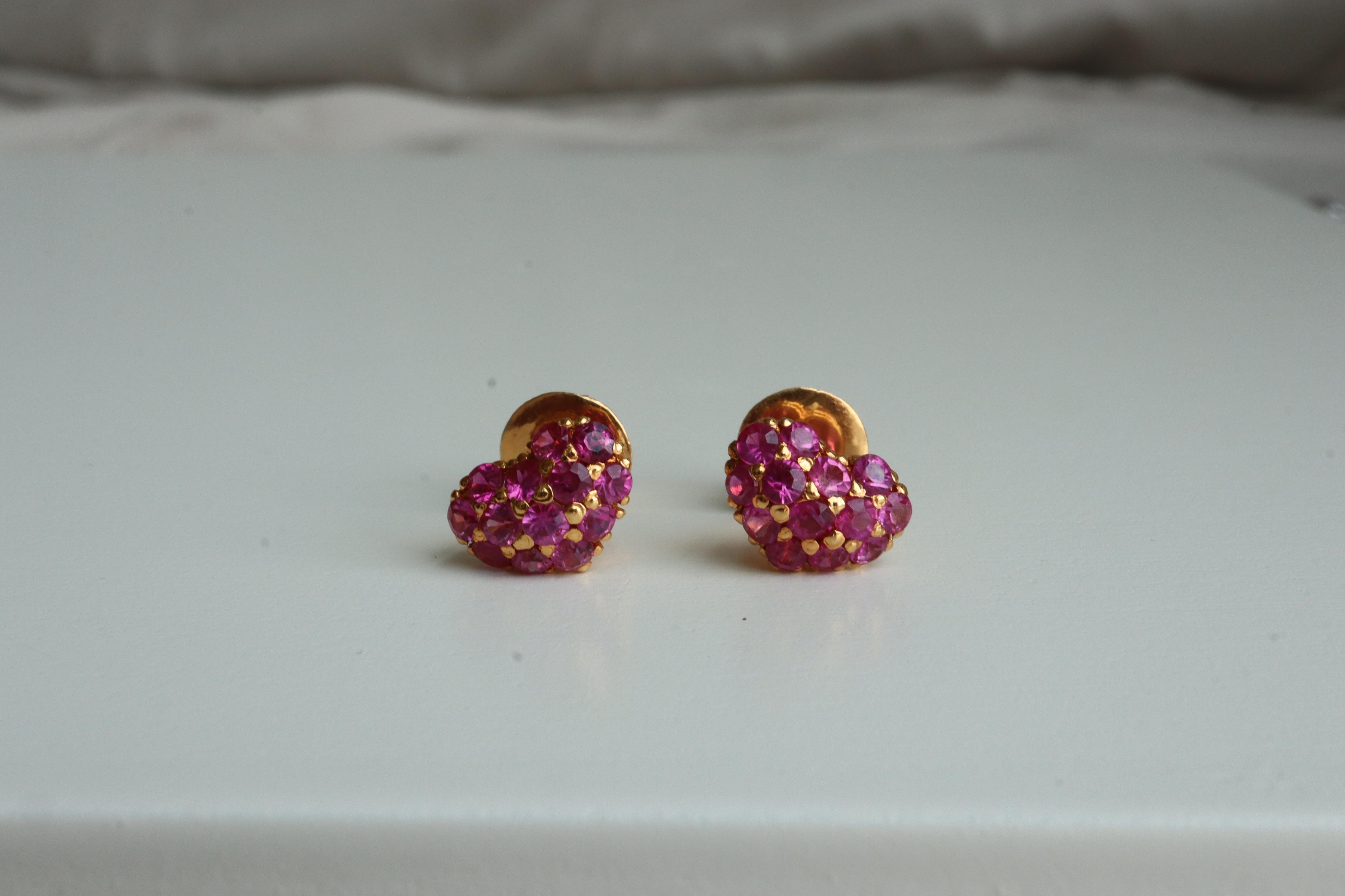 Art Deco Unheated Burma Pink Sapphire Earrings For Sale