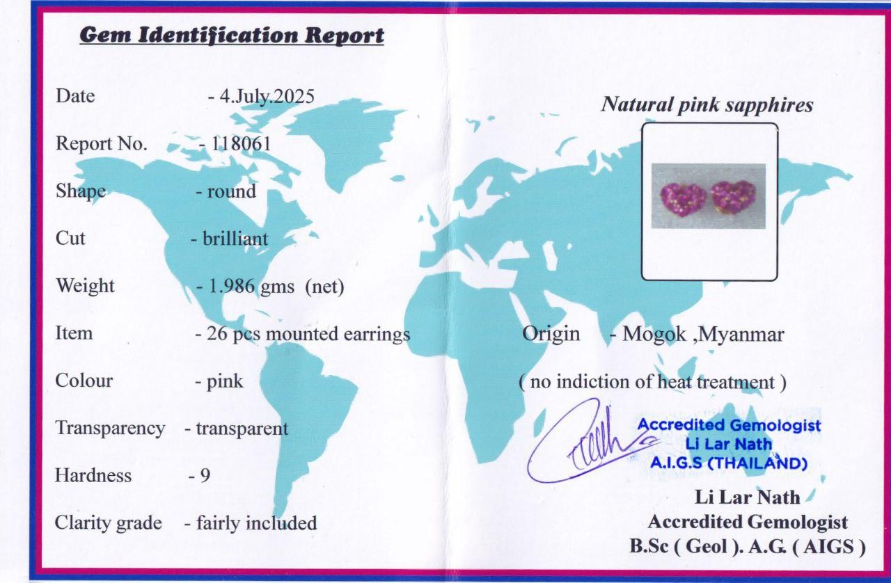 Unheated Burma Pink Sapphire Earrings For Sale 3