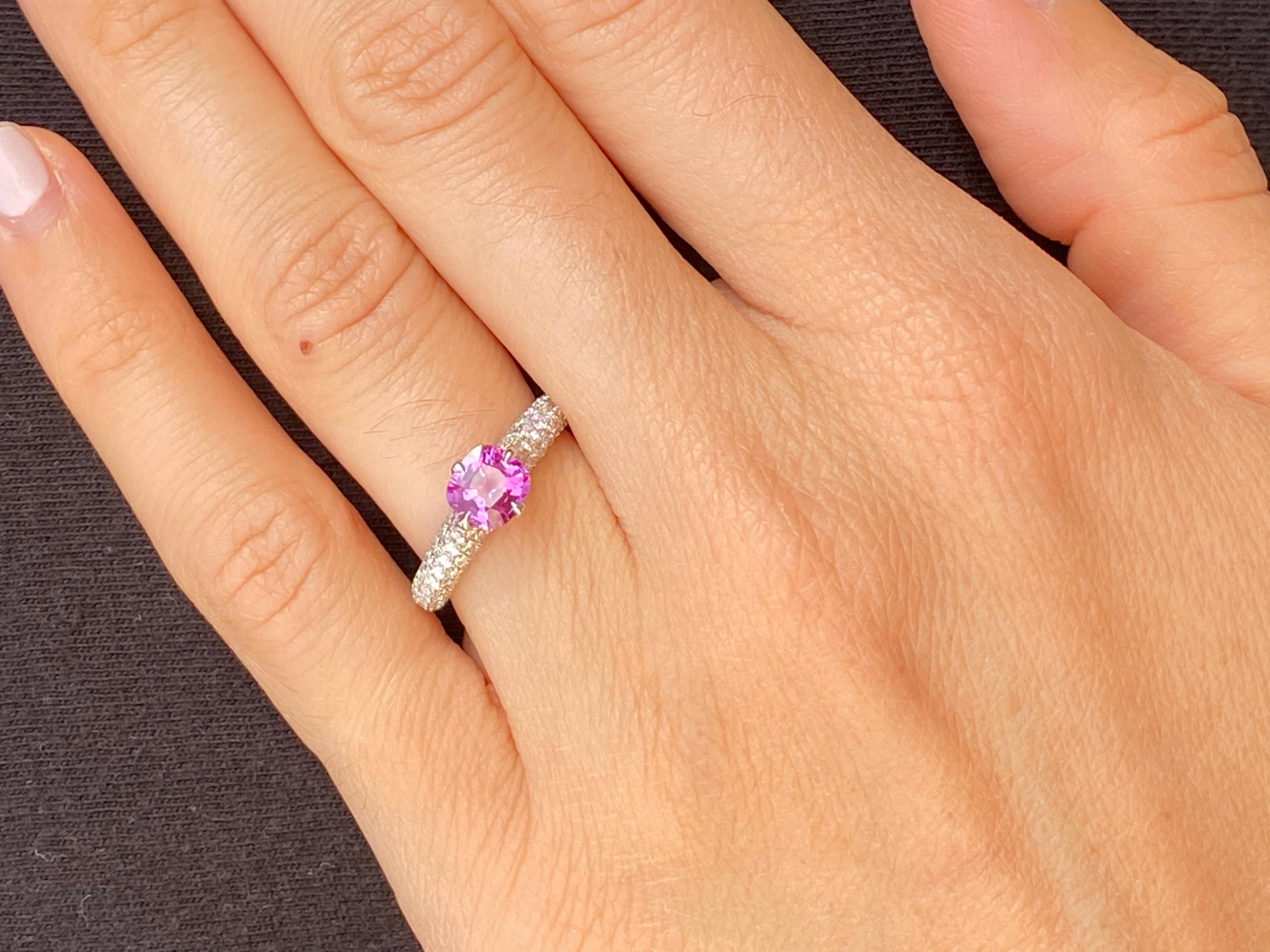 Women's Unheated Burma Pink Sapphire Ring 1.19 Carats No Heat For Sale
