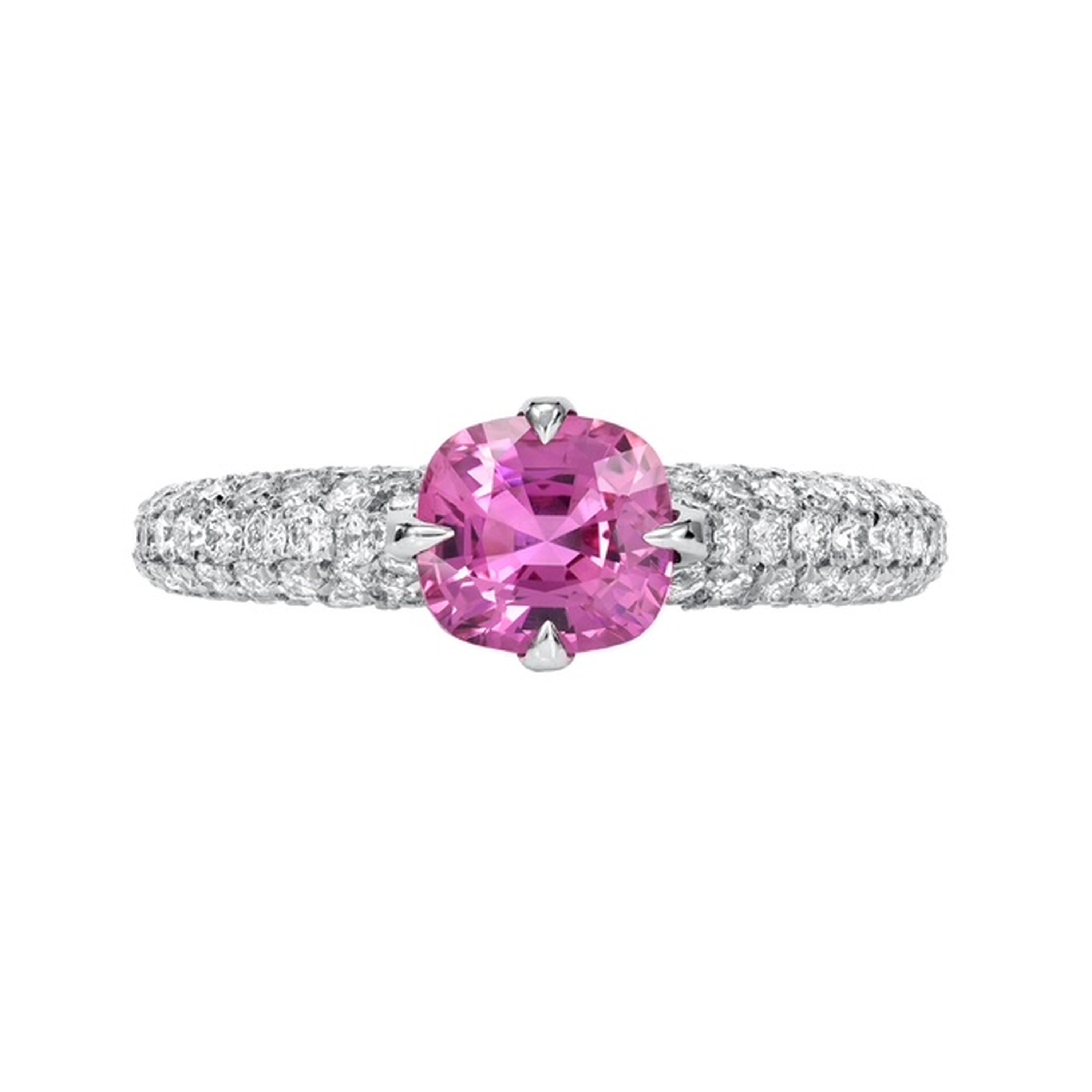 Anello con zaffiro rosa di Birmania non riscaldato da 1,19 carati senza calore in vendita 1