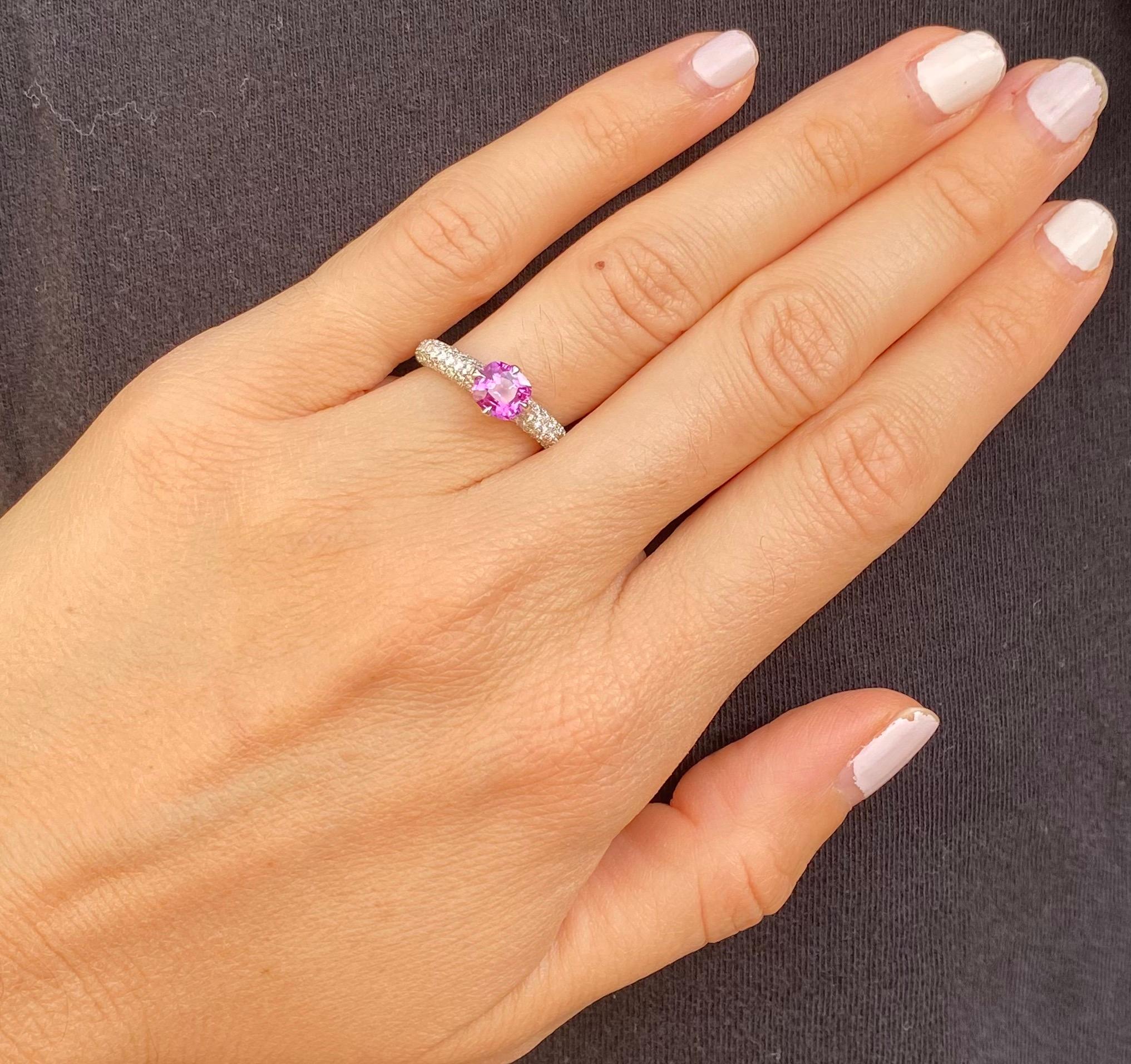 Unheated Burma Pink Sapphire Ring 1.19 Carats No Heat For Sale 1