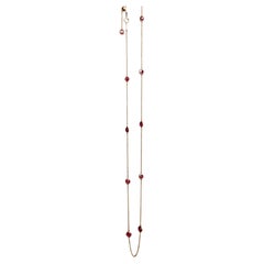 Unheated Burma Rubies Yard Necklace/Ruby Station Necklace (T2.88ct/Yellow gold)