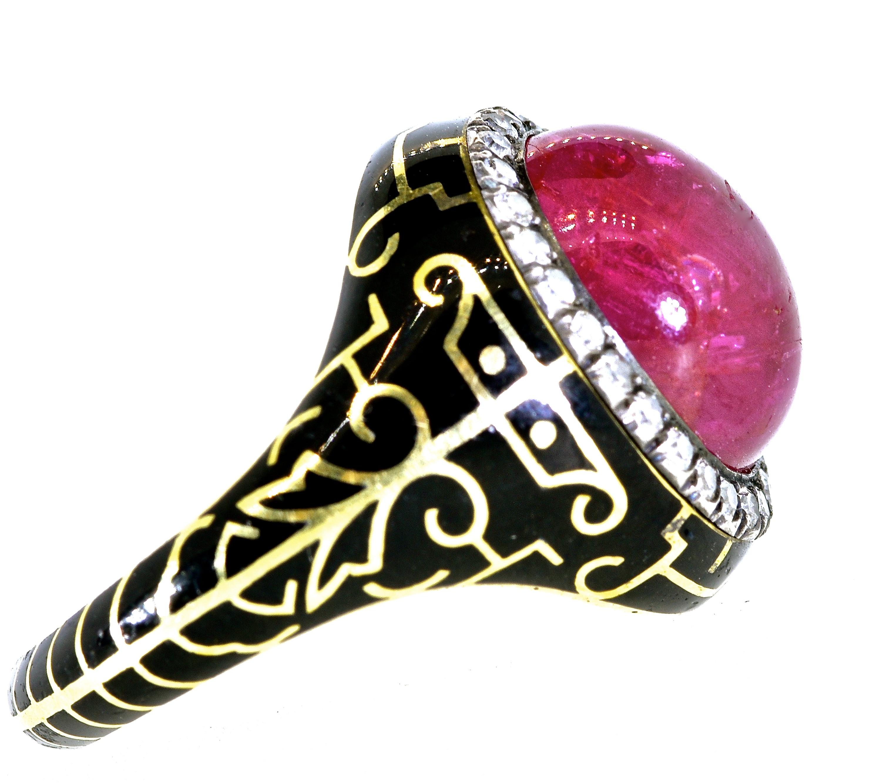 Victorian Unheated Burma Ruby, AGL Certified, and Diamond Antique Ring, circa 1880