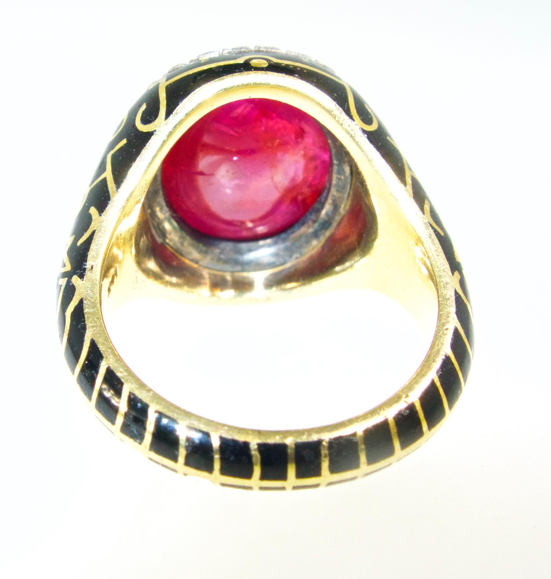 Women's or Men's Unheated Burma Ruby, AGL Certified, and Diamond Antique Ring, circa 1880