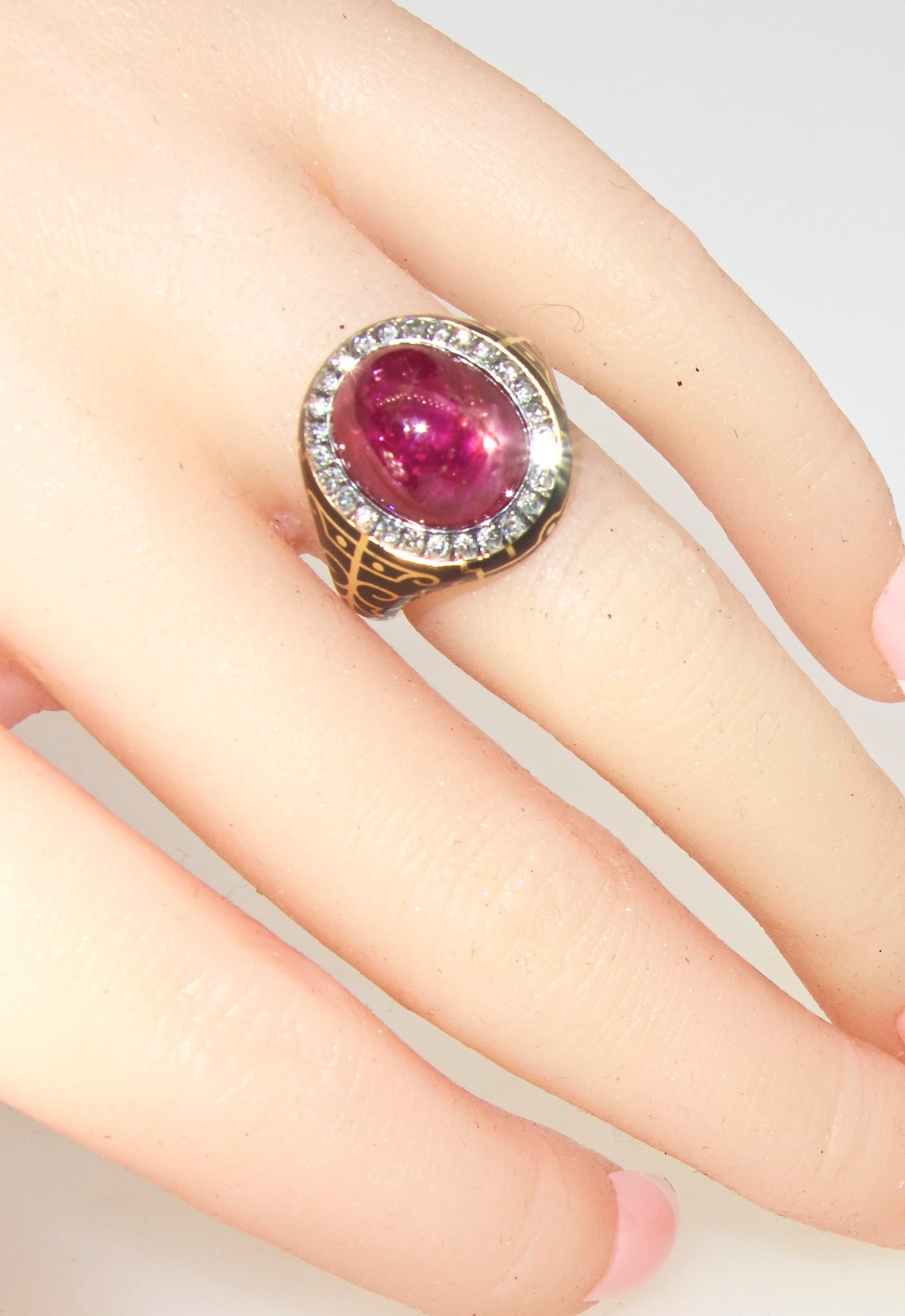 Unheated Burma Ruby, AGL Certified, and Diamond Antique Ring, circa 1880 2