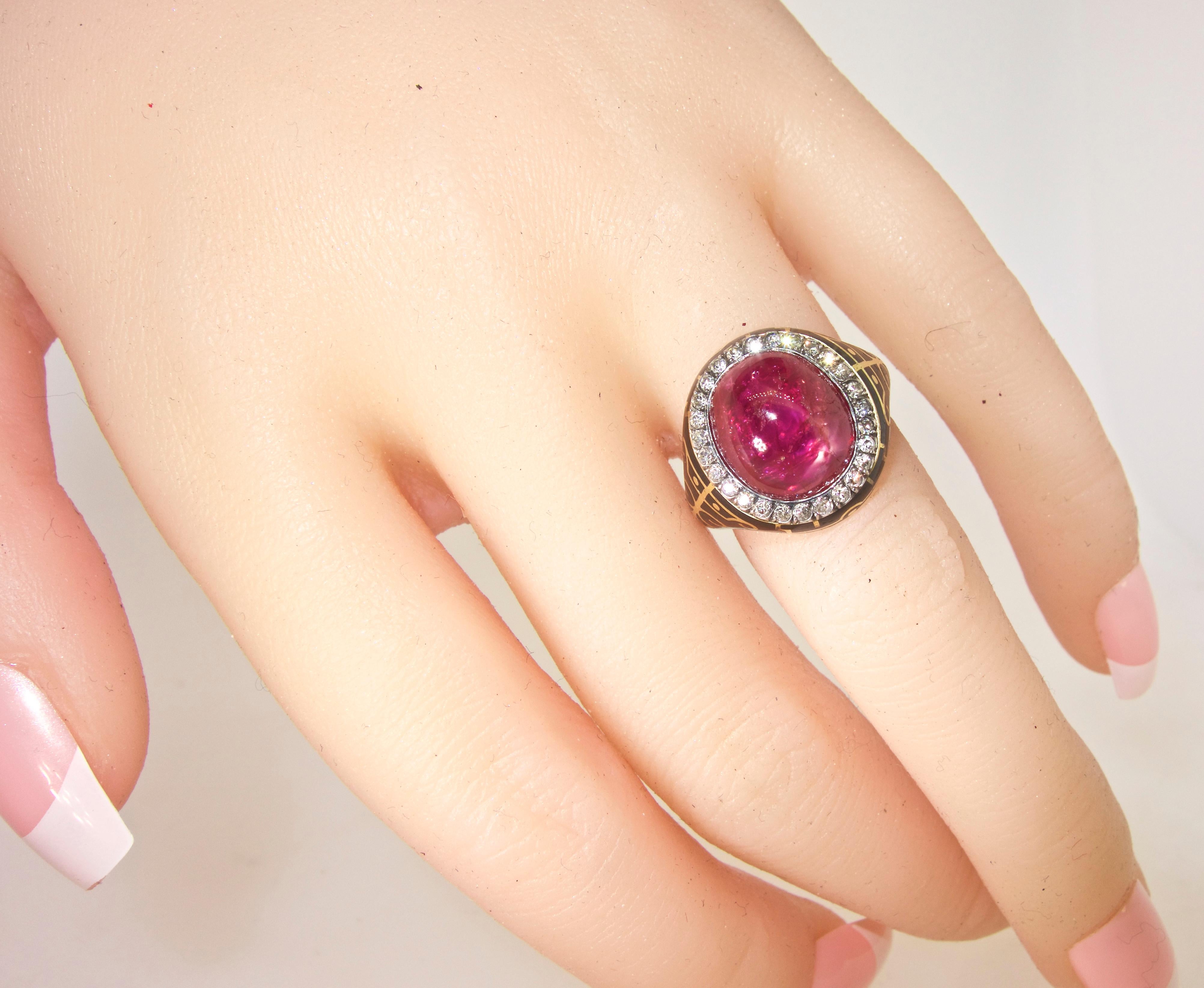 Unheated Burma Ruby, AGL Certified, and Diamond Antique Ring, circa 1880 4