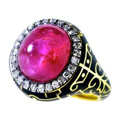 Unheated Burma Ruby, AGL Certified, and Diamond Antique Ring, circa 1880