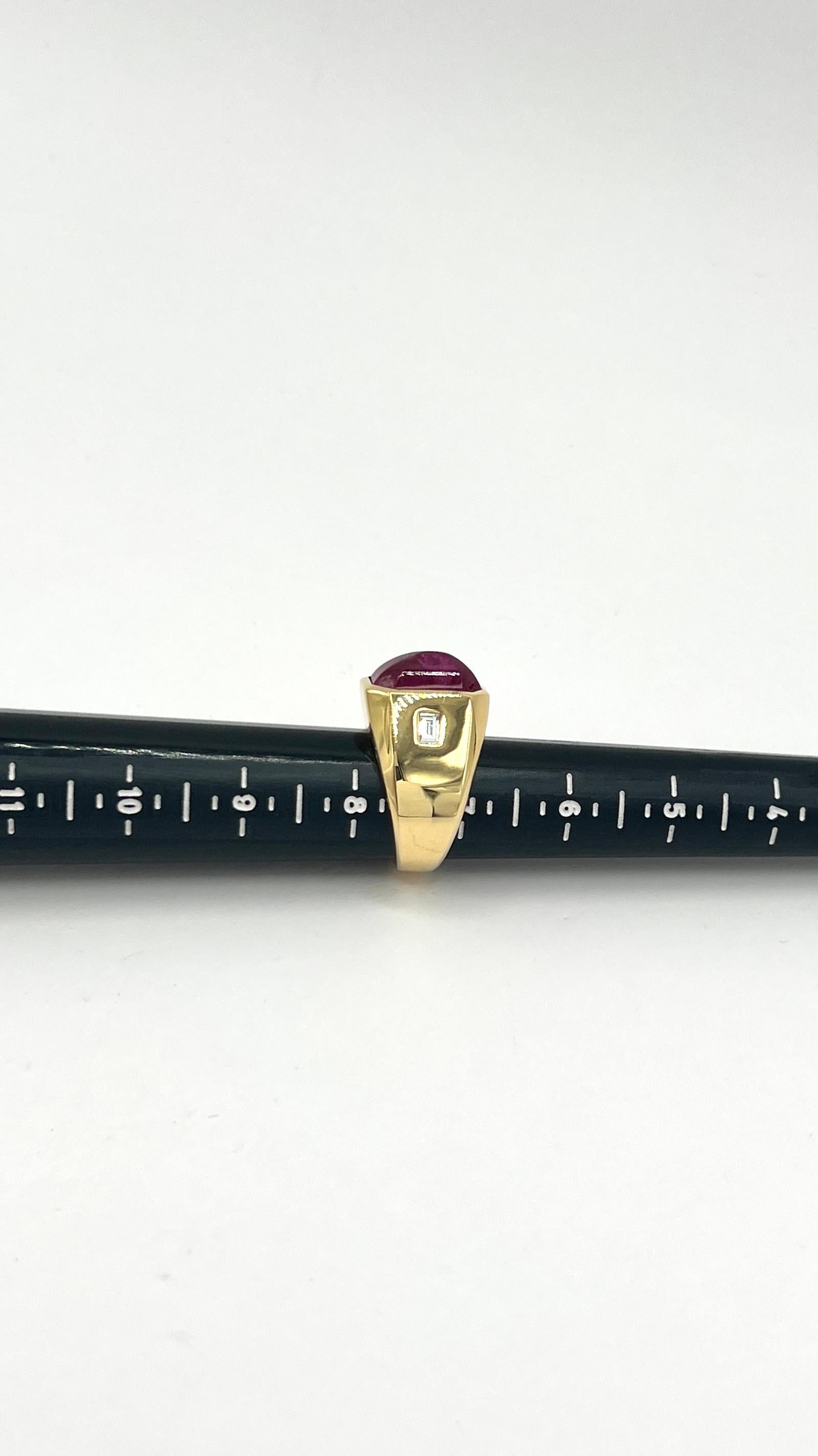 Unheated Burma Ruby and White Diamond Ring in 18K Yellow Gold 4