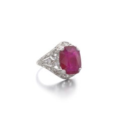 AGL Certified 6.55 Carat Unheated Burma Ruby Ring