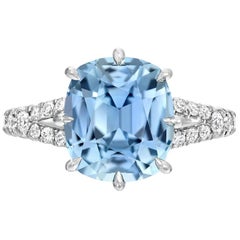 Unheated Burma Sapphire Ring 4.67 Carats AGL Certified Natural
