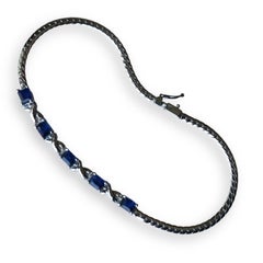 Unheated Burmese Blue Sapphire Bracelet in 18k white gold