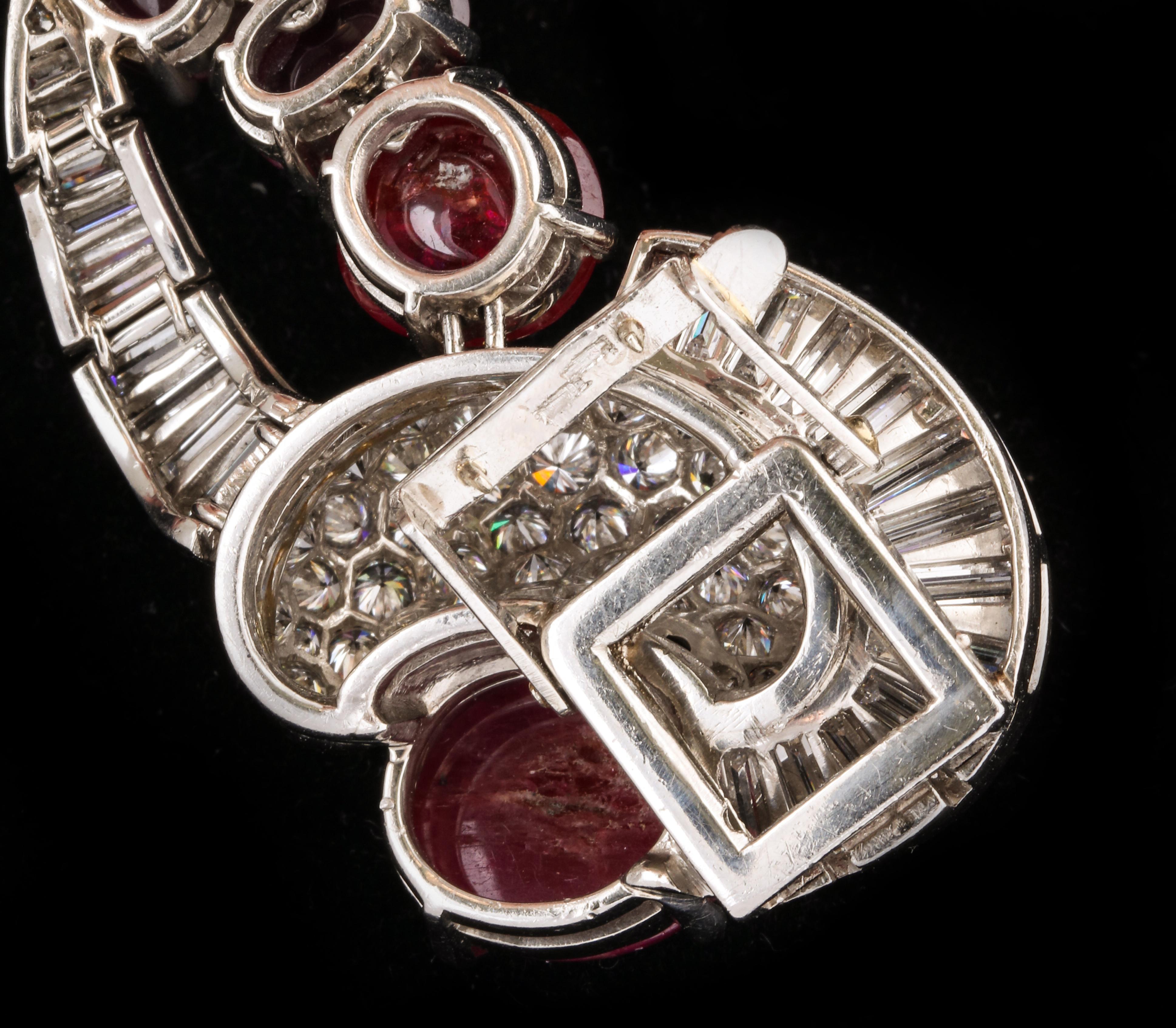 Unheated Burmese cabochon ruby and diamond bracelet 1