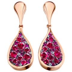 Unheated Burmese Hot Pink Red Spinel, Ruby, diamond, Pink Sapphire Pave Earrings