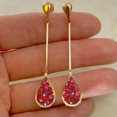 Unheated Burmese Red Spinel Pave Long Earrings
