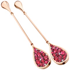 Unheated Burmese Red Spinel Pave Long Earrings